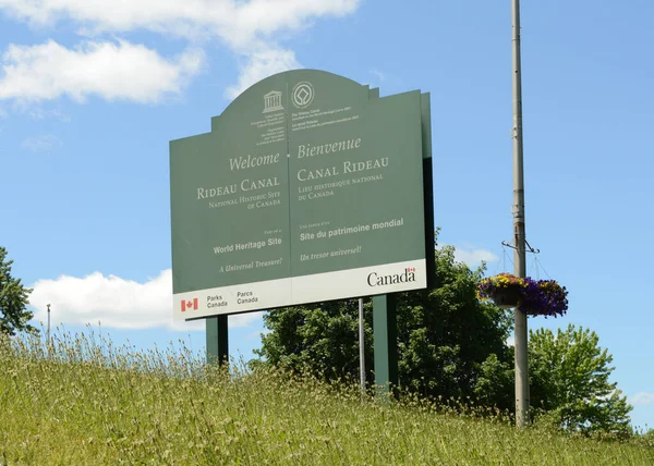 Smiths Falls Ontario Červen 2021 Vítaná Značka Rideau Canal Nachází — Stock fotografie