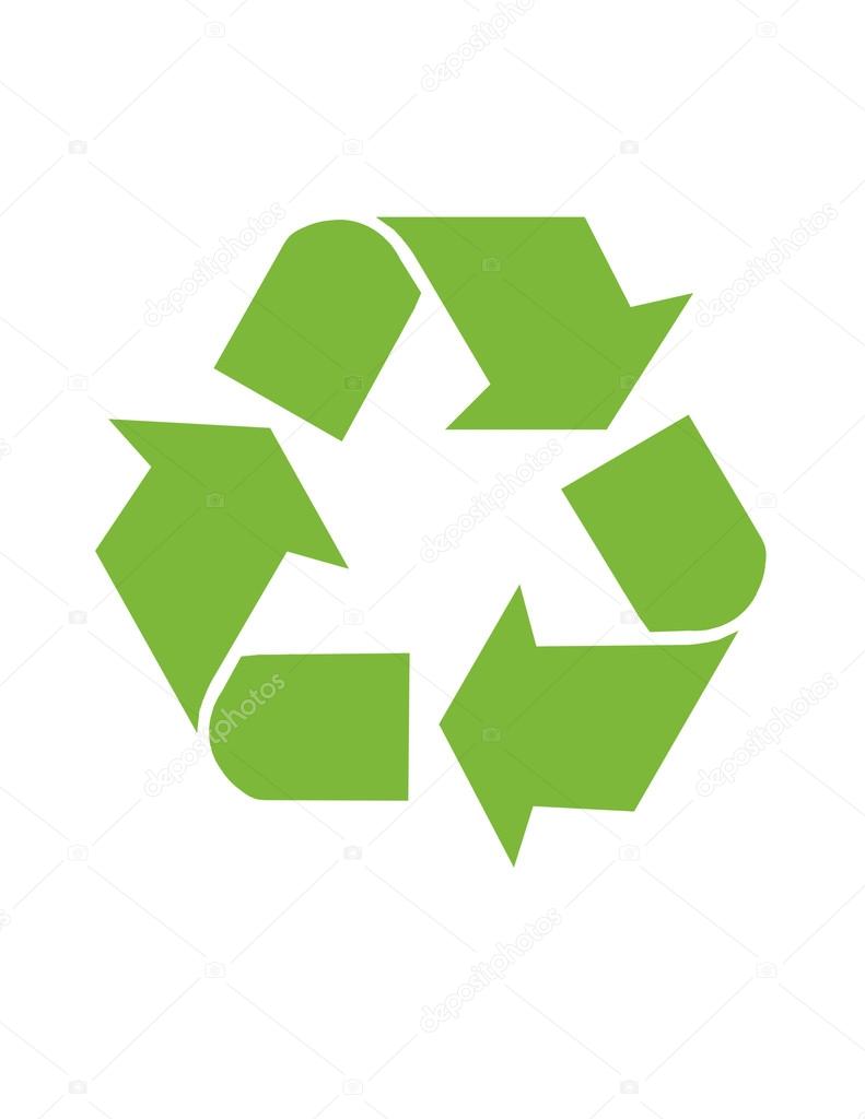 An isolated illustration of a recycle icon in green for Global conservation.