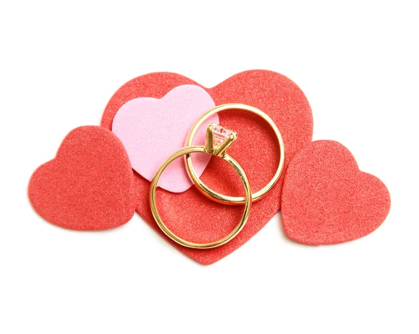 Anéis de casamento Corações — Fotografia de Stock