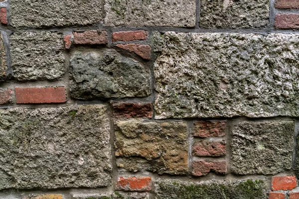 Stone Wall Solid Smooth Cobblestones Old Town — Stock Photo, Image