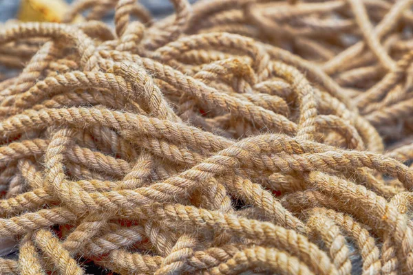 Achtergrond Mat Kabel Touw Gemaakt Van Natuurlijke Materialen Licht Beige — Stockfoto