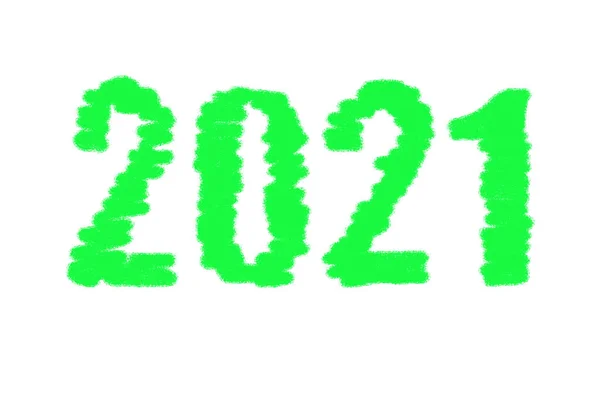 2021 Γραμματοσειρά Πράσινο Λευκό Απομονωμένο Φόντο Νέο Έτος — Φωτογραφία Αρχείου