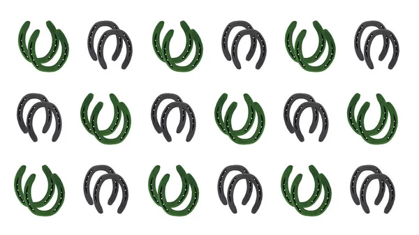 Пара Черных Зеленых Подковы Символ Удачи Изолированном Фоне — стоковое фото