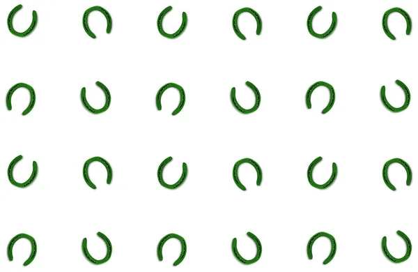 Horseshoe Horse Dark Green Symbol Luck Pattern Isolated Background — Stock Photo, Image