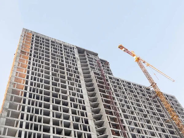 Hoog Gebouw Start Bouw Van Appartementen Bottom Uitzicht — Stockfoto