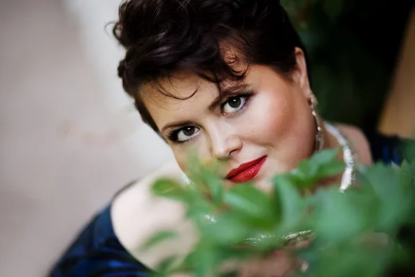 Gordito mujer sonriendo — Foto de Stock