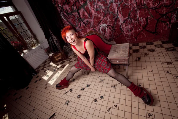 Punk girl in a red clothes — Stock Photo, Image