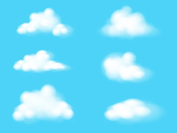 Verzameling Van Witte Wolken Kan Worden Gebruikt Voor Werk — Stockvector
