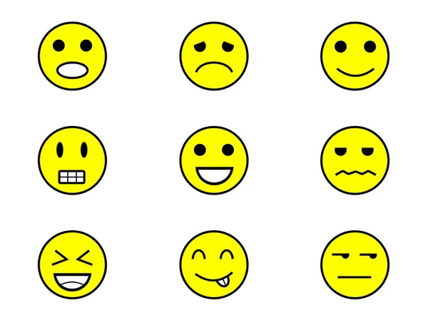 Círculo Emojis Mostrando Diferentes Emoções Vector Ilustração — Vetor de Stock