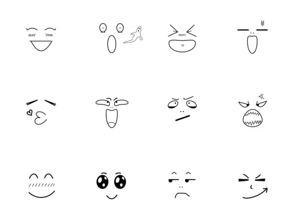 Cara Relleno Emoticonos Mostrando Diferentes Emociones Vector Ilustración — Vector de stock