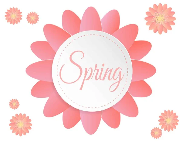 Primavera Está Llegando Vector Banner Saludos Diseño Con Flores Colores — Vector de stock