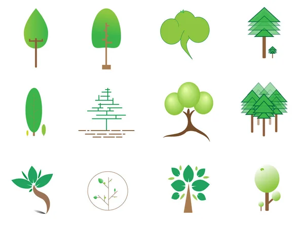 Obiekt Wiele Drzew Logo Zielony Kolor — Wektor stockowy
