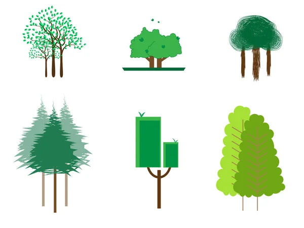 로고와 녹색을 나무들 — 스톡 벡터