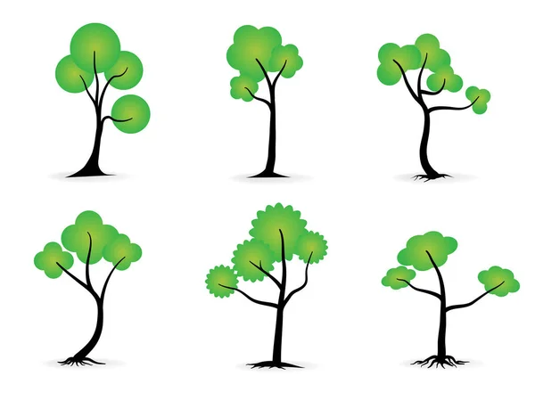 Ağaç Koleksiyonu Simgesi Herhangi Bir Doğa Sağlıklı Yaşam Tarzını Göstermek — Stok Vektör
