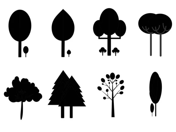 Arbre Noir Style Symbole Fond Blanc — Image vectorielle