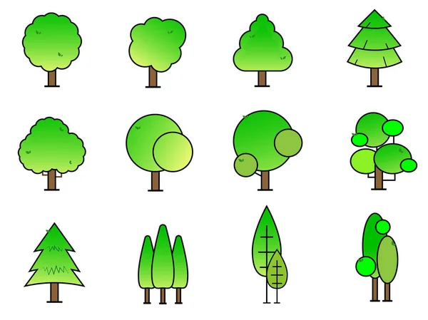 Verzameling Van Bomen Icoon Kan Worden Gebruikt Ter Illustratie Van — Stockvector