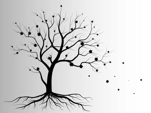 Black Tree Leaves Autumn Season Concept — Stock Vector