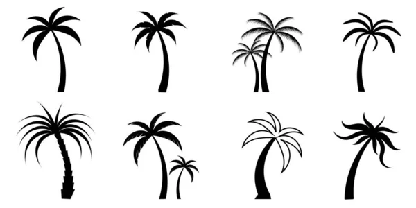 Kolekcja Czarnych Drzew Kokosowych Ikona Może Być Używany Zilustrowania Każdej — Wektor stockowy