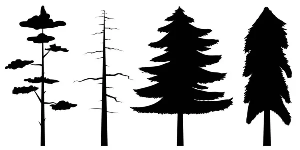 Verzameling Van Zwarte Bomen Pictogram Kan Worden Gebruikt Ter Illustratie — Stockvector