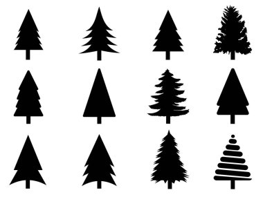 Kara ağaç koleksiyonu simgesi. Herhangi bir doğa ya da sağlıklı yaşam tarzını göstermek için kullanılabilir..