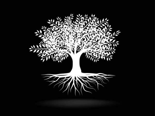 Árvore Branca Estilo Símbolo Fundo Cor Preta Pode Ser Usado — Vetor de Stock