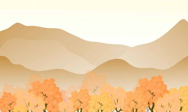 Árbol Montaña Estilo Fondo Otoñal Puede Ser Utilizado Para Trabajo — Vector de stock