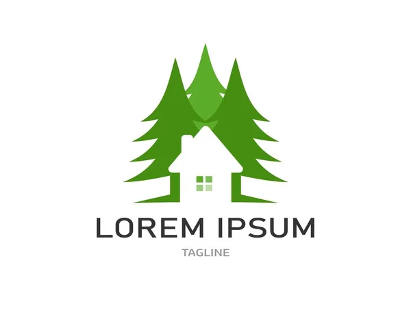 Yeşil yapraklı ağaçlar güzel ve ferahlatıcı görünüyor. Tree ve House LOGO tarzı. İşiniz için kullanılabilir..