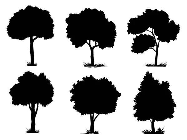 Coleção Árvore Preta Estilo Símbolo Fundo Branco Pode Ser Usado — Vetor de Stock
