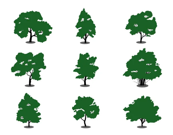 Verzameling Van Platte Bomen Pictogram Kan Worden Gebruikt Ter Illustratie — Stockvector