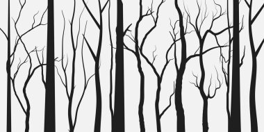 Kara Dal Ağacı ya da Çıplak Ağaç siluetleri. El çizimi izole çizimler. siyah ağaç ya da ağaç kuru kavramı.