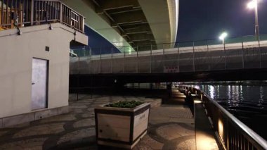 Ryogoku Köprüsü Gece Manzarası, Japonya Tokyo Ocak 2025