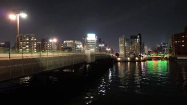 Ryogoku Köprüsü Gece Manzarası, Japonya Tokyo Ocak 2025