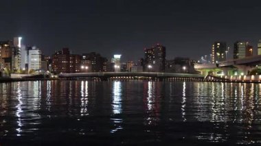 Ryogoku Köprüsü Gece Manzarası, Japonya Tokyo Ocak 2025