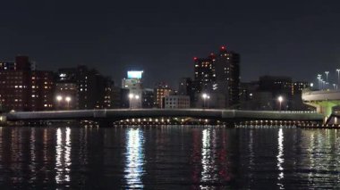 Ryogoku Köprüsü Gece Manzarası, Japonya Tokyo Ocak 2025