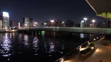 Ryogoku Köprüsü Gece Manzarası, Japonya Tokyo Ocak 2025