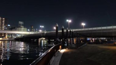 Ryogoku Köprüsü Gece Manzarası, Japonya Tokyo Ocak 2025