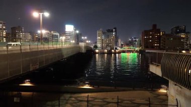 Ryogoku Köprüsü Gece Manzarası, Japonya Tokyo Ocak 2025