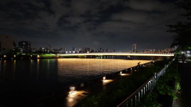 Sakurabashi Japonya 'da, Tokyo Gece Manzarası Ekim 2025