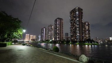 Etchujima Park Gece Manzarası, Japonya Tokyo Eylül 2025
