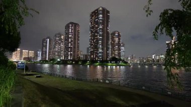 Etchujima Park Gece Manzarası, Japonya Tokyo Eylül 2025