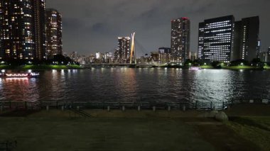 Etchujima Park Gece Manzarası, Japonya Tokyo Eylül 2025