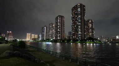 Etchujima Park Gece Manzarası, Japonya Tokyo Eylül 2025