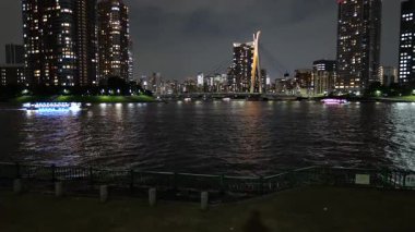 Etchujima Park Gece Manzarası, Japonya Tokyo Eylül 2025