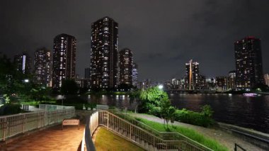 Etchujima Park Gece Manzarası, Japonya Tokyo Eylül 2025