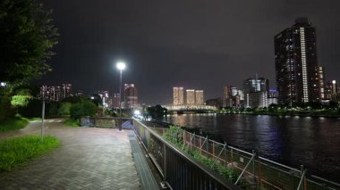 Etchujima Park Gece Manzarası, Japonya Tokyo Eylül 2025
