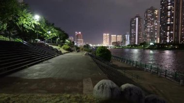 Etchujima Park Gece Manzarası, Japonya Tokyo Eylül 2025