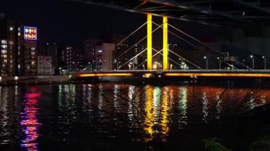 Shinohashi Köprüsü Gece Manzarası, Japonya Tokyo Ocak 2025