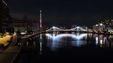 Kiyosu Köprüsü Gece Manzarası, Japonya Tokyo Ocak 2025