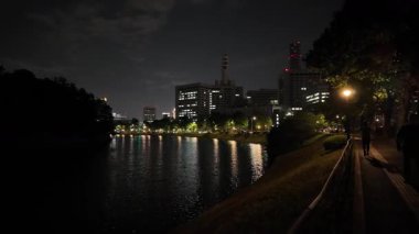 Japonya İmparatorluk Sarayı Gece Yarışı Görünümü 