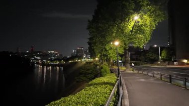 Japonya İmparatorluk Sarayı Gece Yarışı Görünümü 